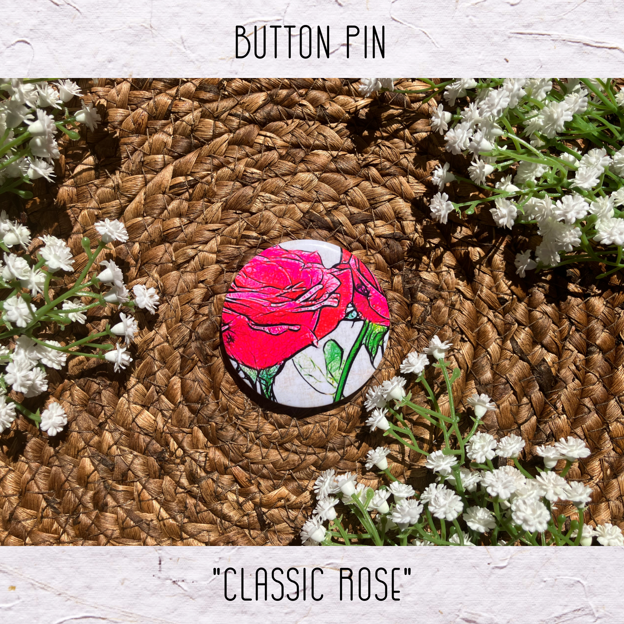 Button Pin: Classic Rose