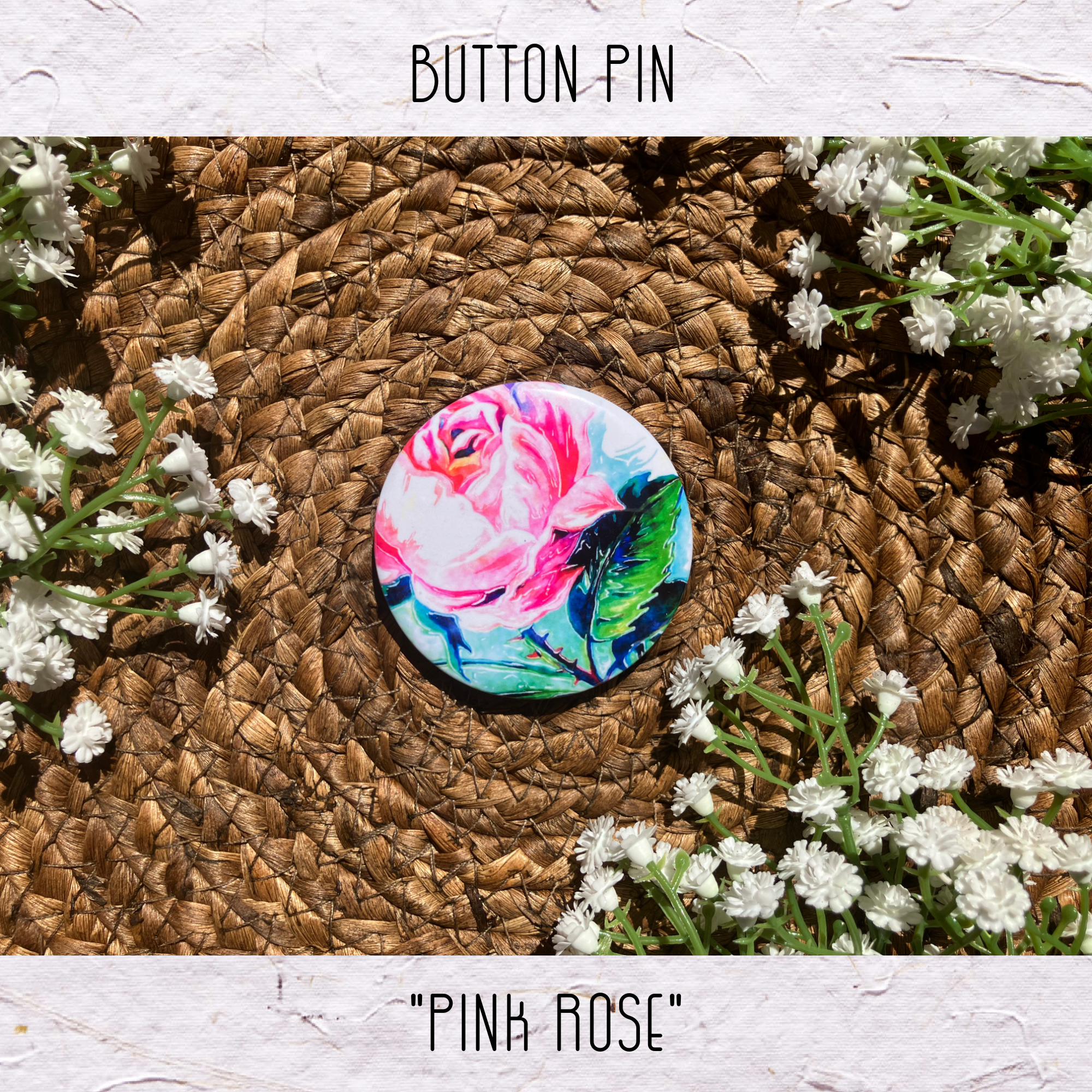Button Pin: Pink Rose