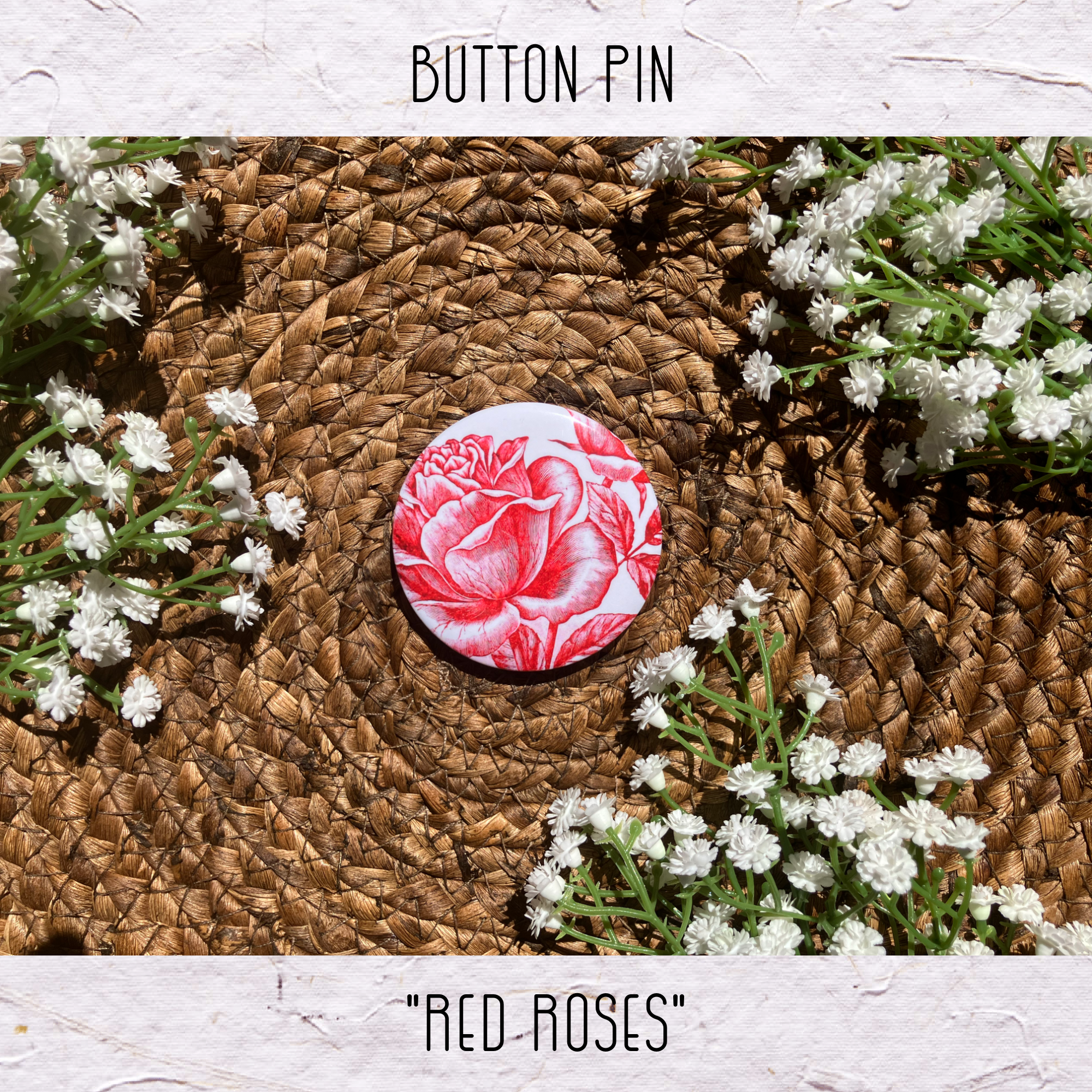 Button Pin: Red Roses